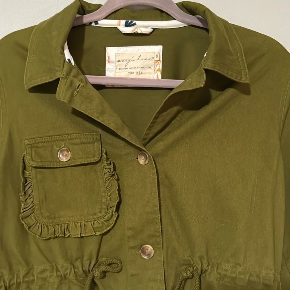 Evy’s Tree Cargo Green Ruffle Utility Jacket M - Picture 3 of 6
